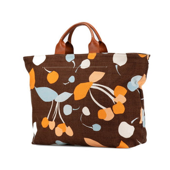 Miu Miu Miu Handbag Tote Bag Brown Orange Canvas Leather