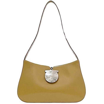 Salvatore Ferragamo Bag Ec-23056 Beige Gancini Calf Leather Dd 21 82 C3 Handbag Metal Fittings