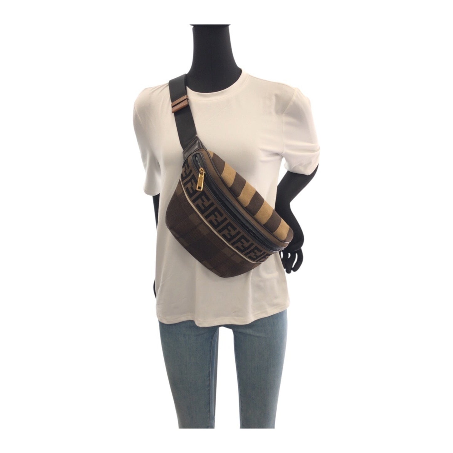 Fendi Zucca Pattern Brown Canvas With Gold Hardware