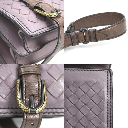 Bottega Veneta Shoulder Bag Intrecciato Leather Purple Brown