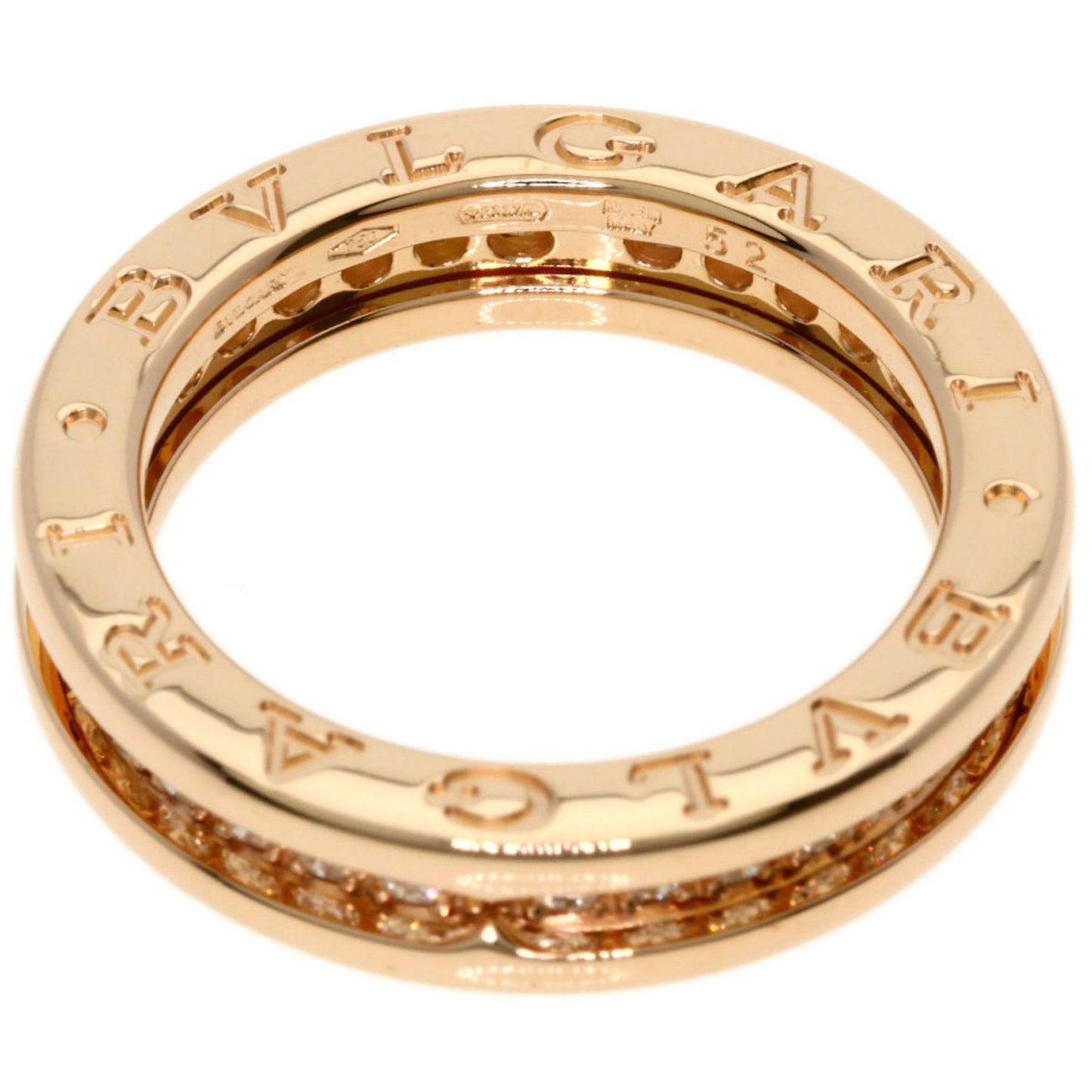 Bvlgari B-Zero1 Full Eternity Single-Band Diamond #52 Ring In 18K Pink Gold