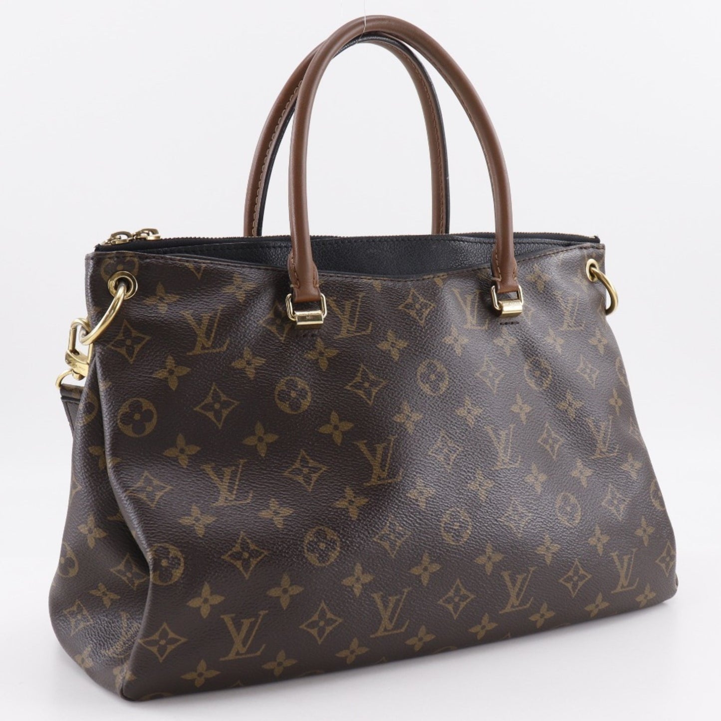 Louis Vuitton Pallas Handbag Shoulder Bag M41064 Monogram Canvas Noir Made In Usa 2015 Brown Sd0155