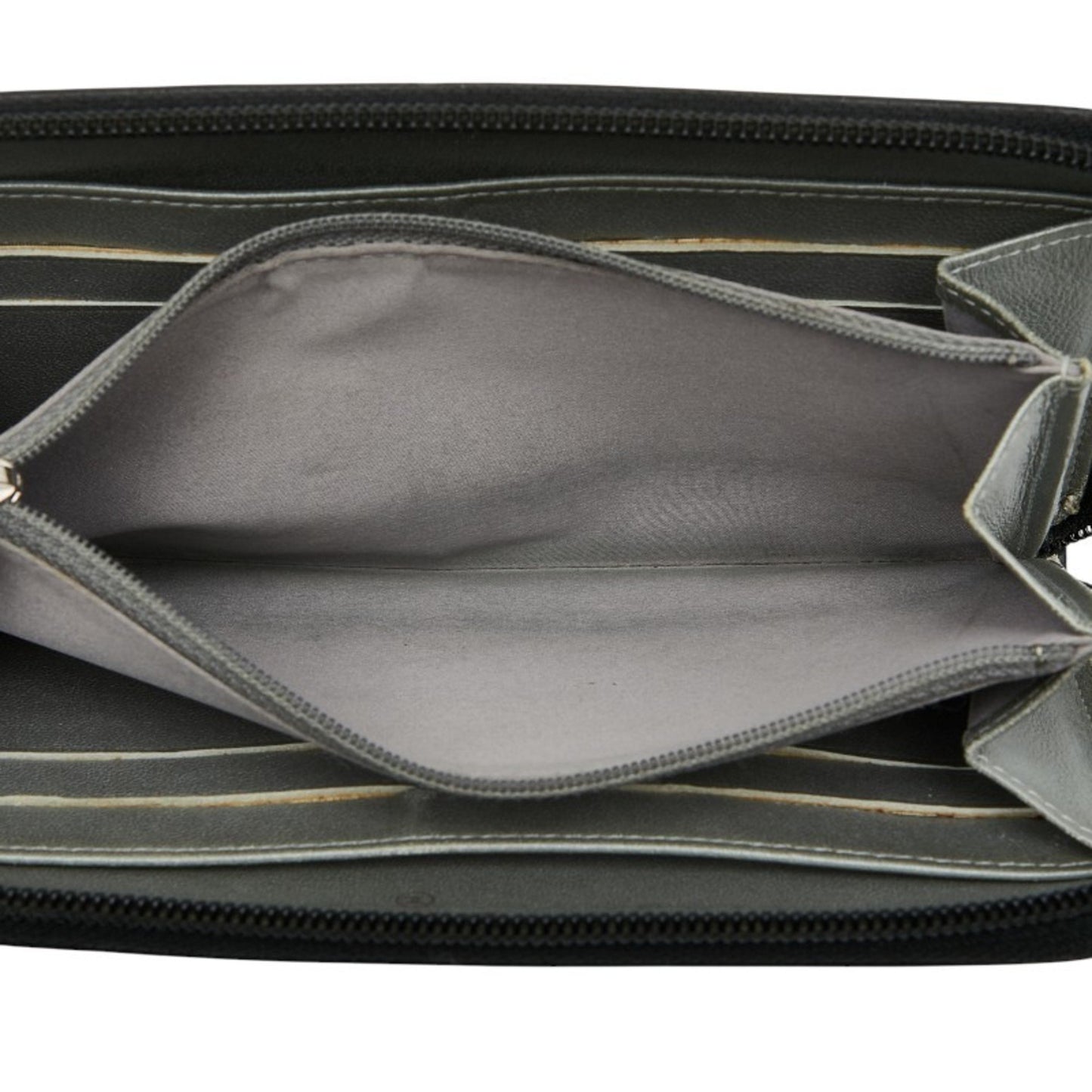 Chanel Coco Mark Camellia Round Zip Long Wallet In Black Lambskin