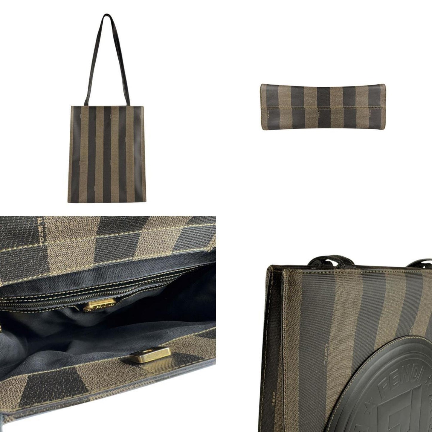 Fendi Fendi Shoulder Bag Pecan Coated Canvas Brown X Black