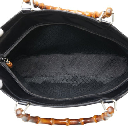 Gucci Bamboo Handbag/Shoulder Bag 2Way 002.1364.0439 Black Brown Nylon Leather