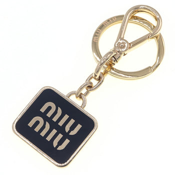 Miu Miu Miu Keychain 5Ps066 Black Gold Metal Key Ring Bag Charm
