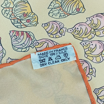 Hermes Scarf/Muffler Carre 90 Rencontre Oceane - Orange Multicolor 100% Silk