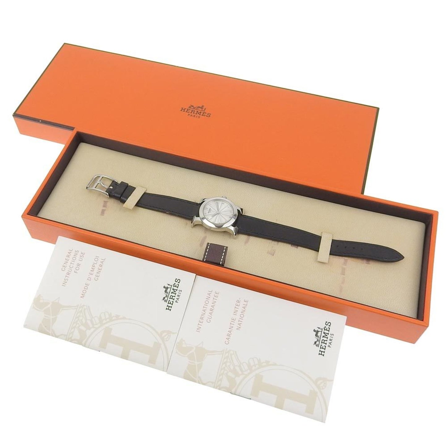 Hermes Hermes H Watch Rondo Wristwatch Hr1.210 Stainless Steel X Embossed Leather 2006 ?J Quartz