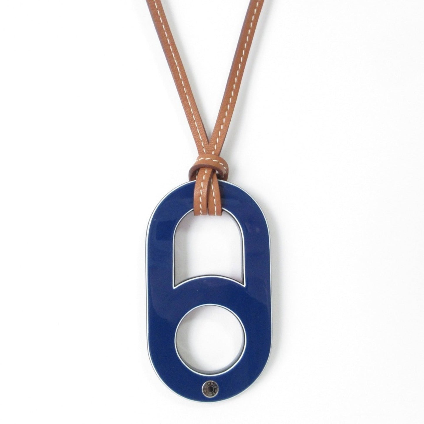 Hermes Variation Pendant Necklace Navy Red