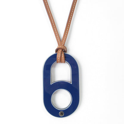 Hermes Variation Pendant Necklace Navy Red