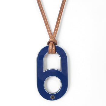 Hermes Variation Pendant Necklace Navy Red