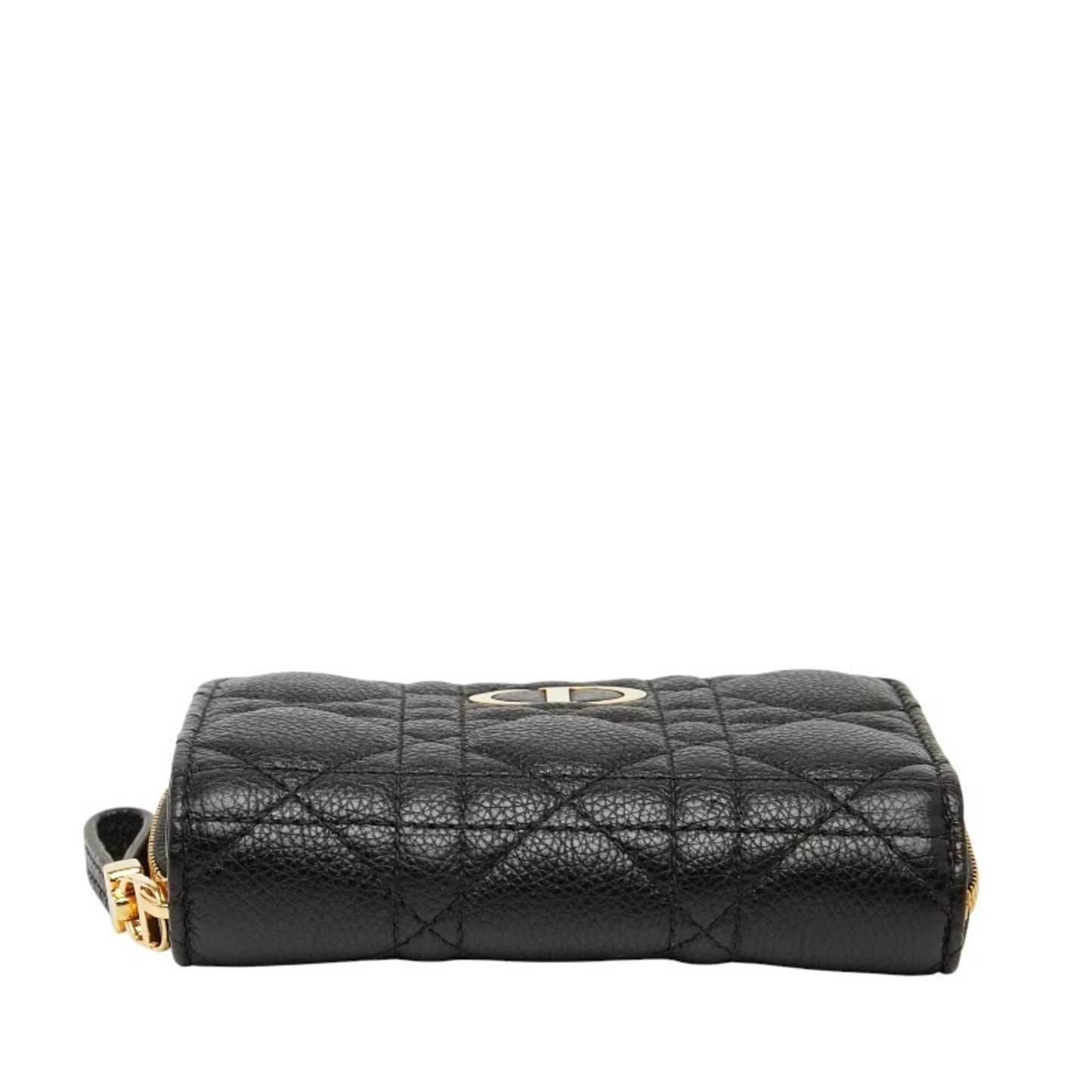 Christian Dior Dior Caro Scarlet Wallet Bifold Black Gold Leather