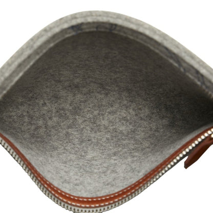 Hermes Sac Karimi Mm Tote Bag Shoulder Grey Felt Calf Leather