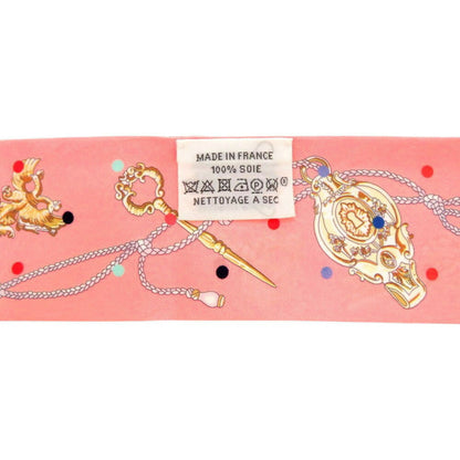 Hermes Twilly Les Cles A Pois Silk Pink Scarf Muffler 0121Hermes