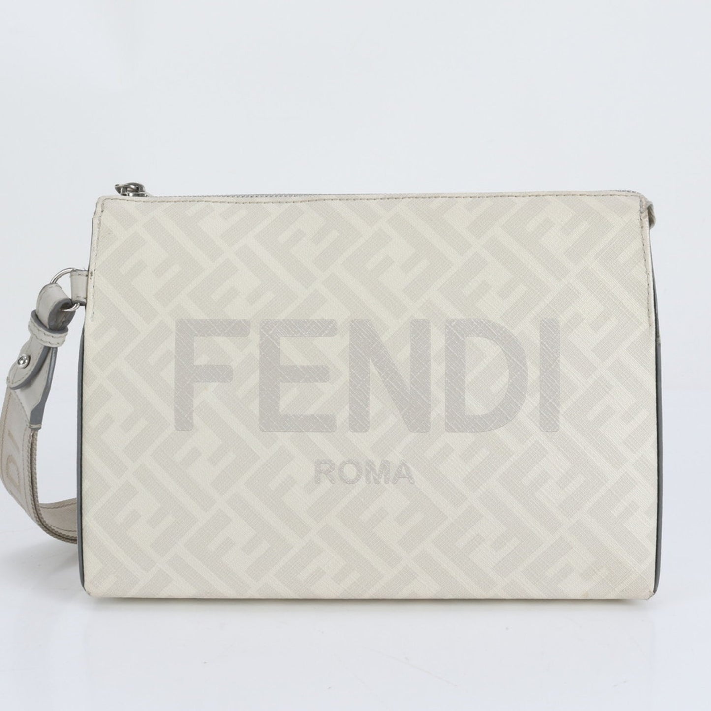 Fendi Zucca Ff Leather Second Bag/Clutch/Pouch Gray