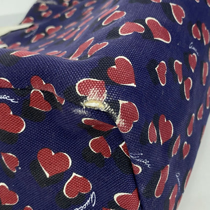 Gucci Heartbeat Tote Bag 282439 Canvas Navy Red White Champagne