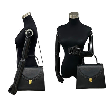 Yves Saint Laurent Logo Hardware Leather 2-Way Shoulder Bag/Handbag Black 31064