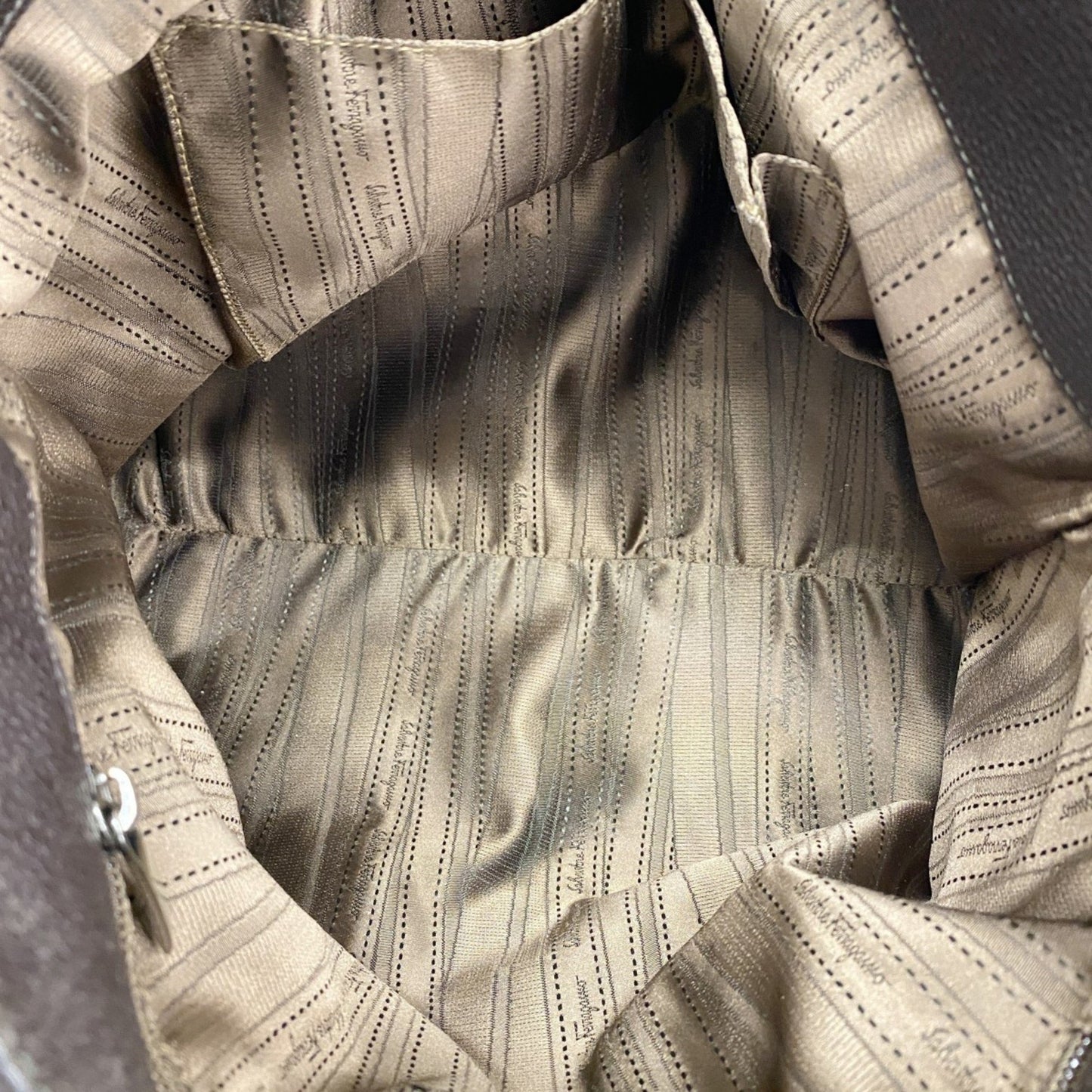 Salvatore Ferragamo Gancini Leather Handbag Brown