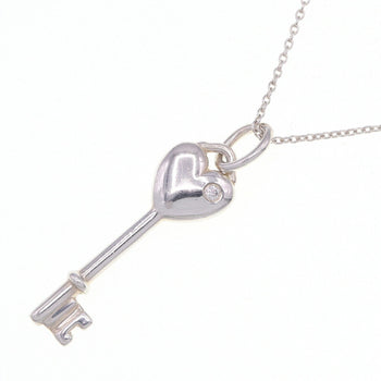 Tiffany Necklace Elsa Peretti Heart Key 1P Diamond Sv Sterling Silver 925 Pendant Choker