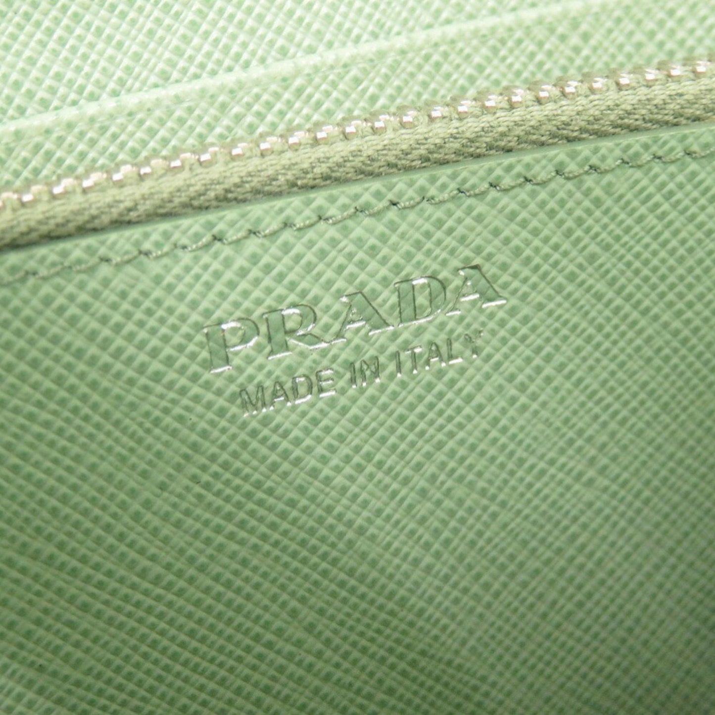 Like New Prada Saffiano Green L-Shaped Long Wallet 0372Prada