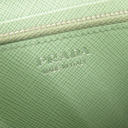 Like New Prada Saffiano Green L-Shaped Long Wallet 0372Prada