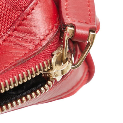 Gucci Gg Canvas Mini Boston Bag Handbag 000 0851 Red Leather