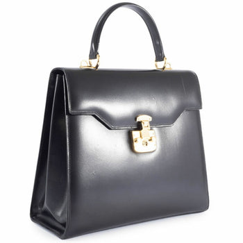Gucci Old Ladylock Bag In Black Leather
