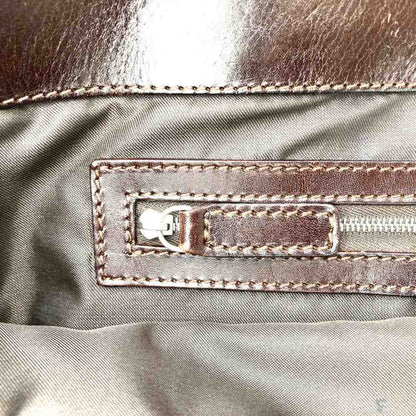 Fendi Tote Bag Shoulder Zucca Nylon Canvas Leather Brown