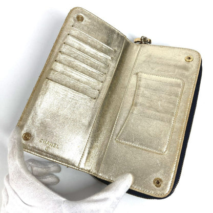 Chanel A31900 Sparkling Denim Cc Coco Mark Logo Long Wallet Round Zipper