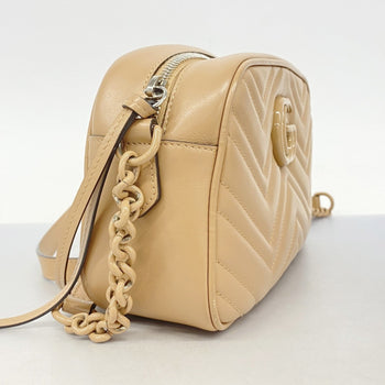Gucci Gg Marmont Shoulder Bag 447632 Leather Beige