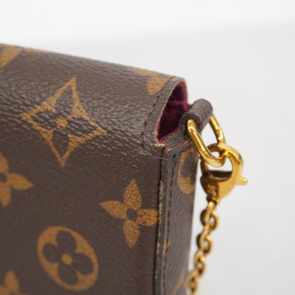 Louis Vuitton Monogram Pochette Felicie Shoulder Wallet M81896 Brown Fuchsia