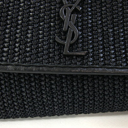 Saint Laurent Nolita Handbag 607465 Black Raffia Leather Chain Shoulder Bag
