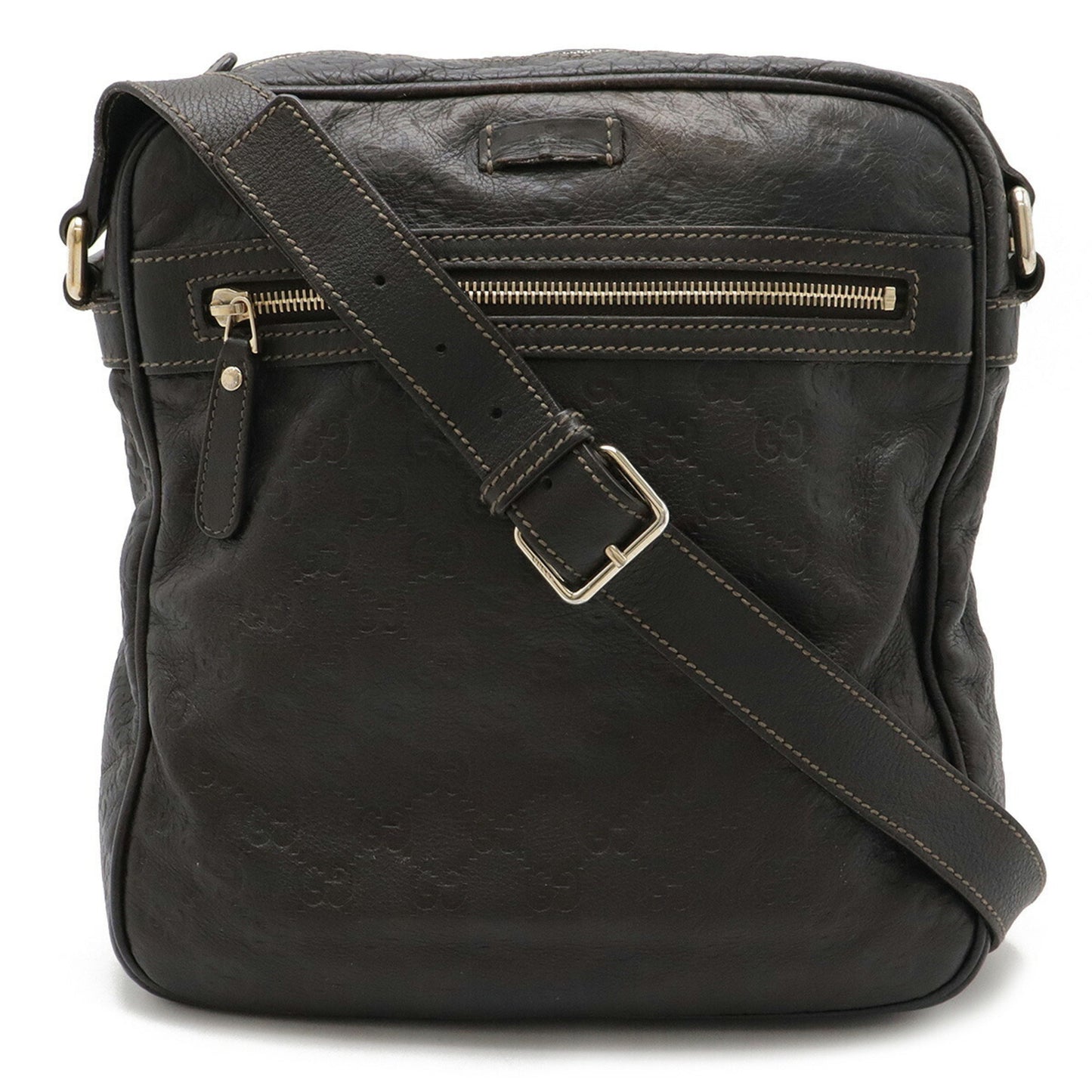 Gucci Guccissima Shoulder Bag Leather Dark Brown 201448