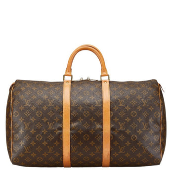 Louis Vuitton Monogram Keepall 50 Boston Bag Shoulder M41426 Brown Pvc Leather