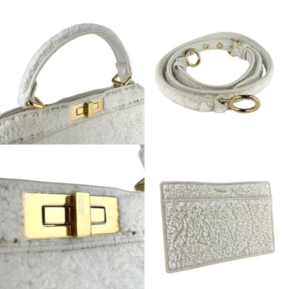 Fendi Peekaboo I See You Boa Handbag Shoulder Bag In White And Gold