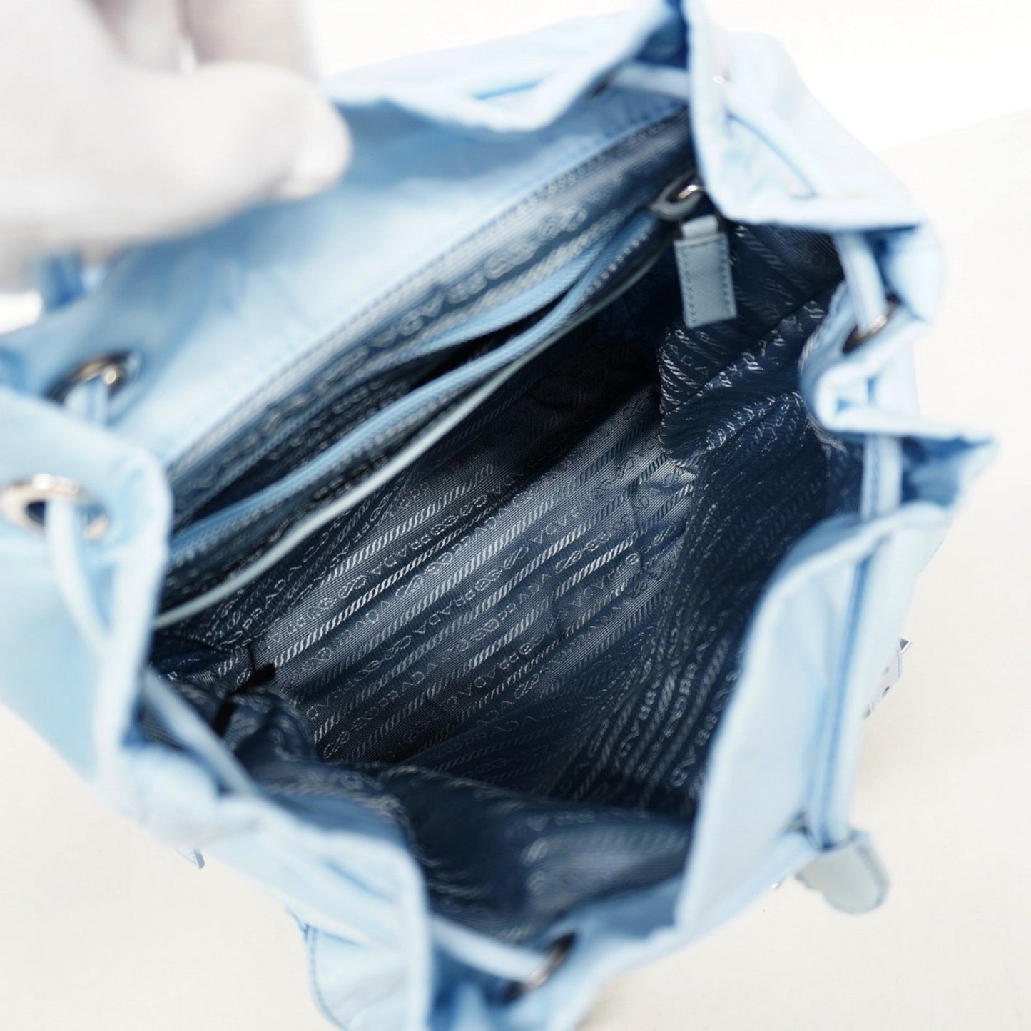 Prada Tessuto Backpack In Sky Blue Nylon