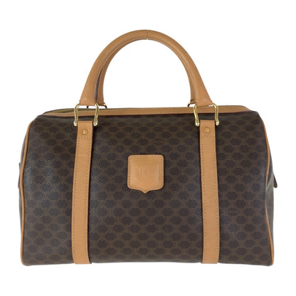 Celine Macadam Brown Gold Hardware Leather M14 Handbag Boston Bag