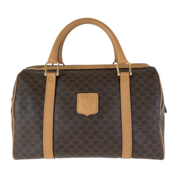 Celine Macadam Brown Gold Hardware Leather M14 Handbag Boston Bag