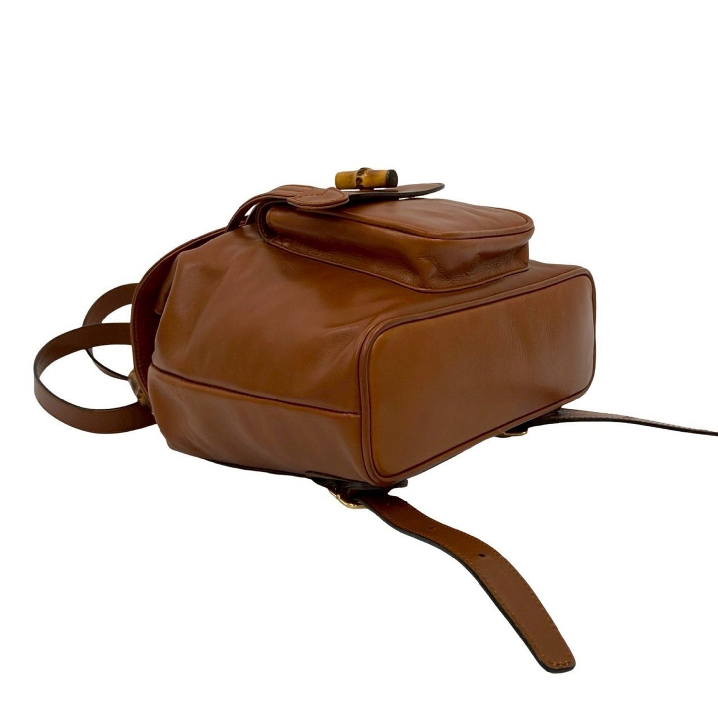 Gucci Old Gucci Bamboo Turnlock Leather Mini Rucksack/Daypack Brown 434-3