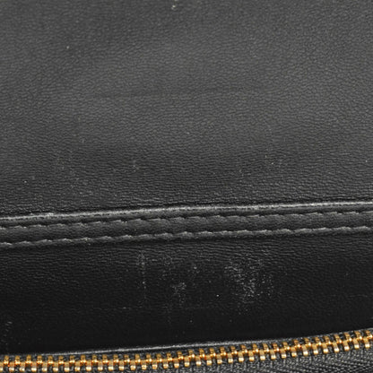 Christian Dior Dior Caro Macrocannage Chain Shoulder Wallet Leather Black