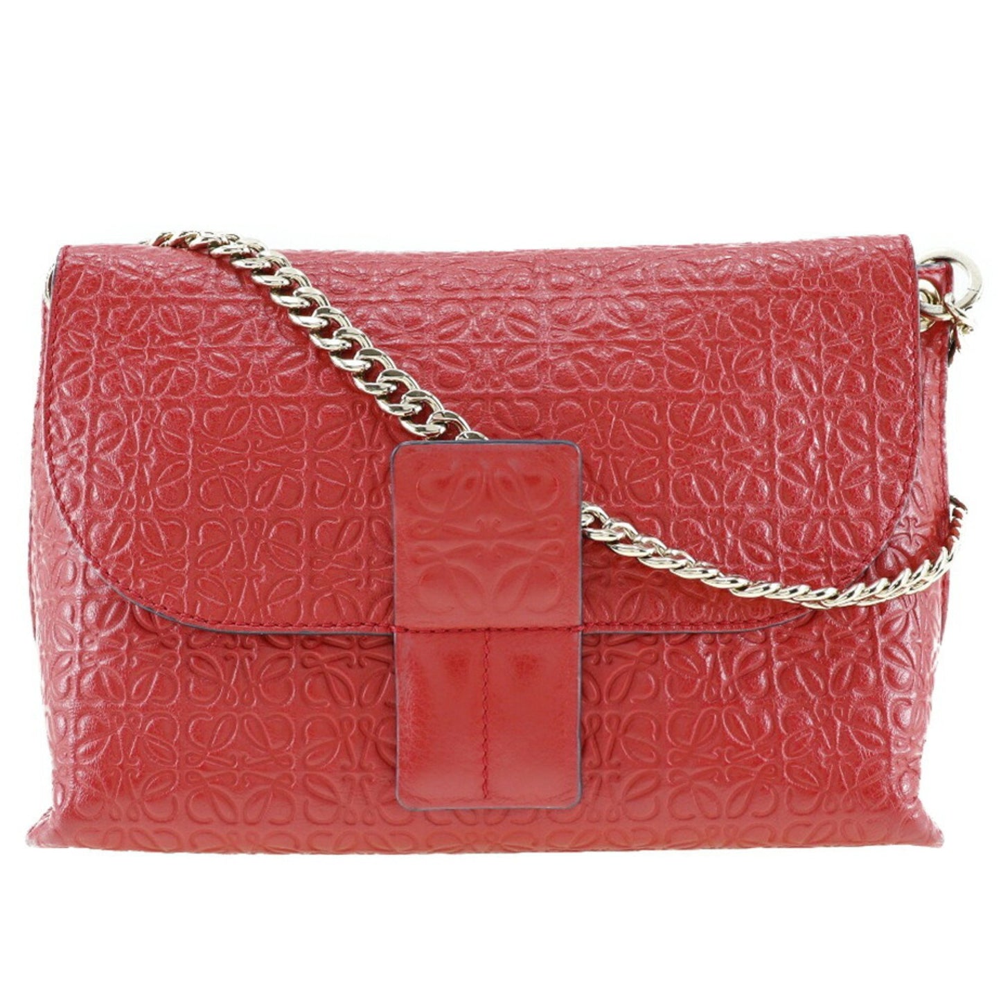 Loewe Avenue Shoulder Bag Repeat Anagram Chain Calf Made In Spain Red Crossbody A5 Magnetic Type