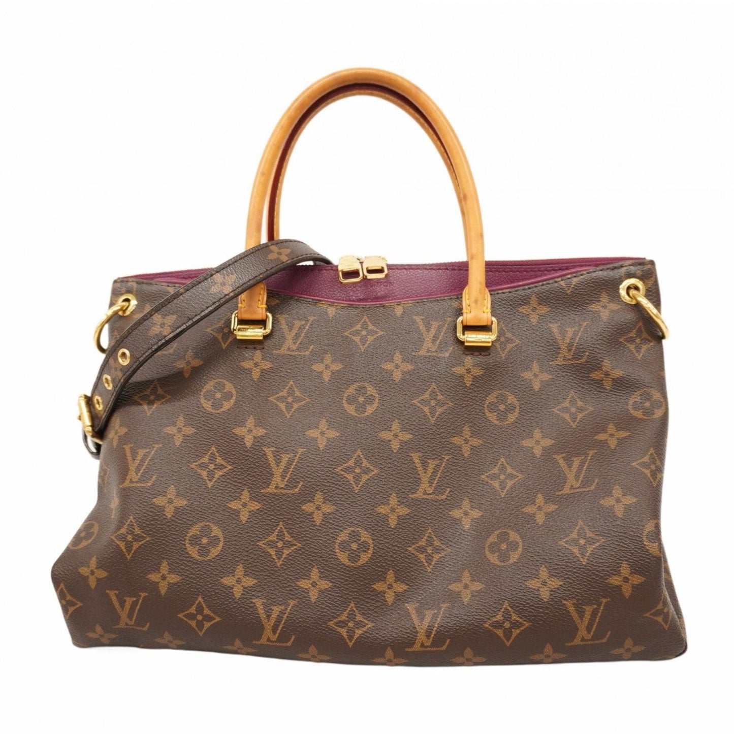Louis Vuitton Monogram Pallas Handbag M40906 Brown Aurore 2-Way Bag
