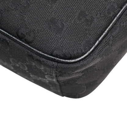 Gucci Gg Canvas Shoulder Bag 122759 Black Leather