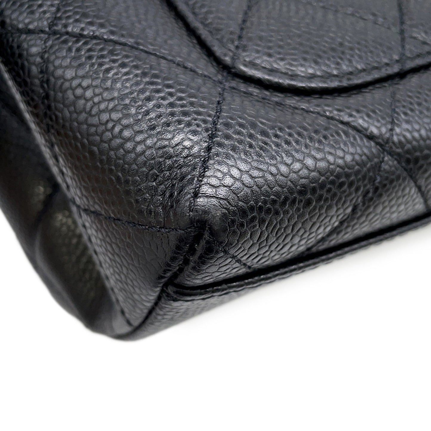 Chanel Matelasse Coco Mark Caviar Leather Handbag A12397 Handle Bag Black