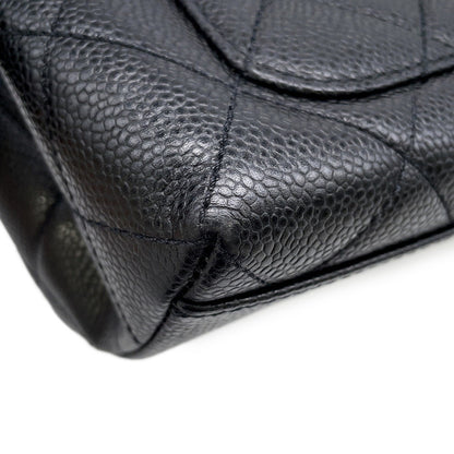 Chanel Matelasse Coco Mark Caviar Leather Handbag A12397 Handle Bag Black