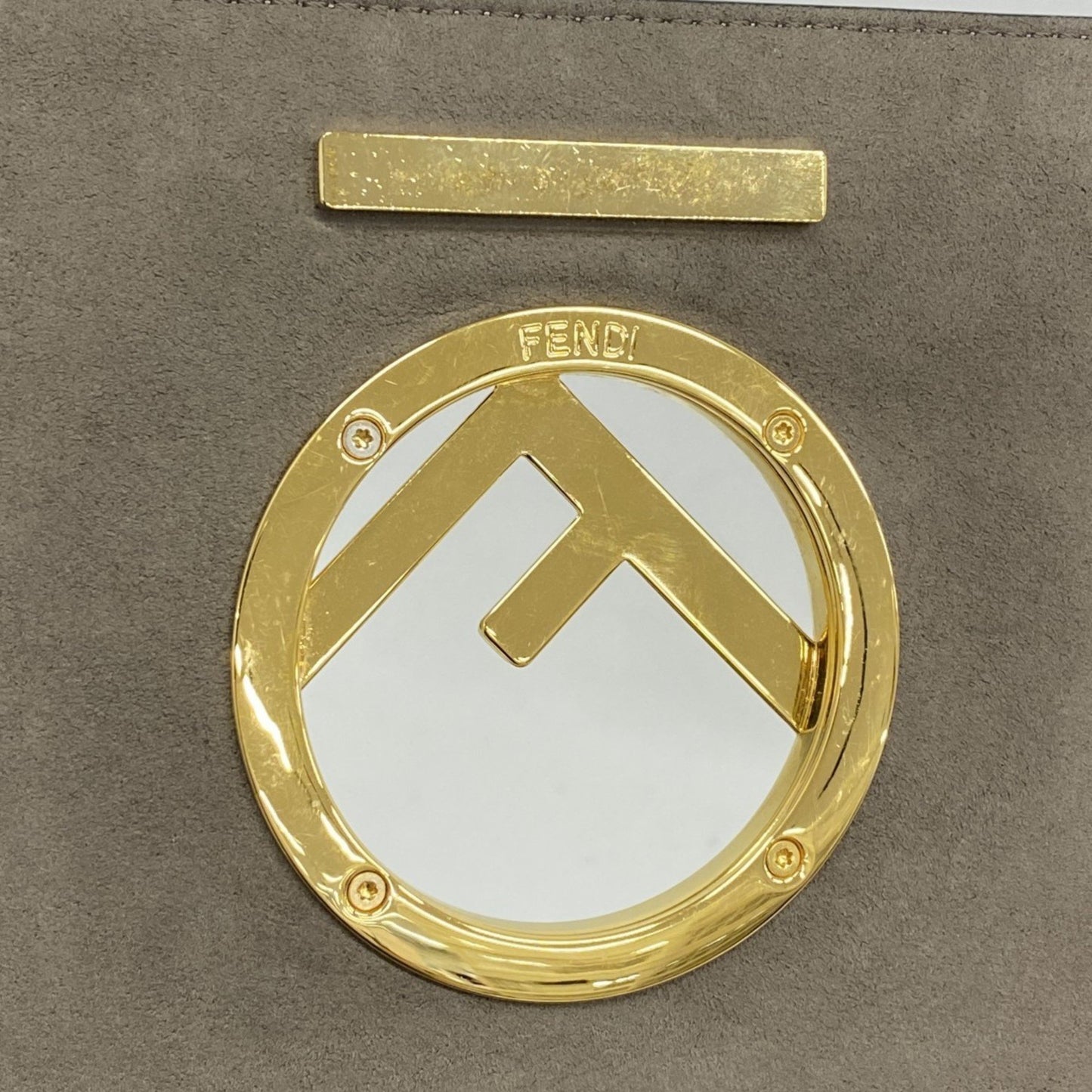 Fendi Canayeff Leather Handbag In Beige