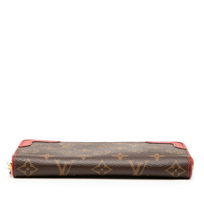 Louis Vuitton Monogram Zippy Wallet Retiro Round Zip Long M61854 Brown Cerise Red Leather