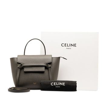 Celine Nano Belt Bag Handbag Shoulder S-Ai-1282 Grey Leather