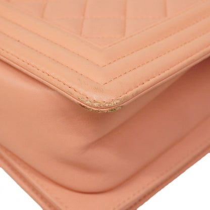 Chanel Shoulder Bag Boy Chain Lambskin Pink