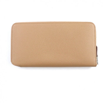 Hermes Azap Long Silk In Chai Epsom Leather Round Zip Wallet With U Stamp And Box